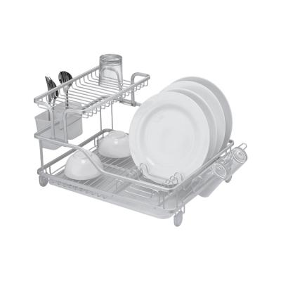 China Double Layers Sustainable Multi-Function Dish Storage Aluminum Driner Dish Rack Rack For Kitchen for sale