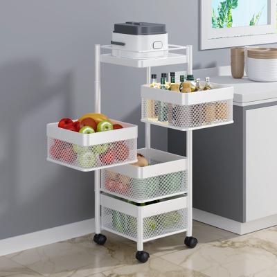 China Sustainable Household Shelf Vegetable Storage Racks Kitchen Storage Cart Revolving Rotating Storage Basket for sale