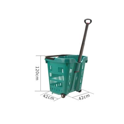 China Mordern Wholesale 56*39*43.5Cm Shopping Basket Trolley China Branded Supermarket Plastic Basket for sale