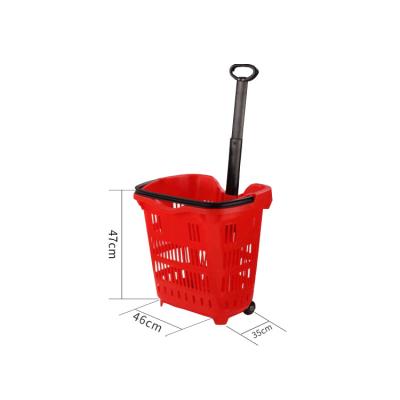 China Mordern High Durable Plastic Basket 46*35*47cm Grocery Basket For Supermarket Shopping Cart Trolley for sale