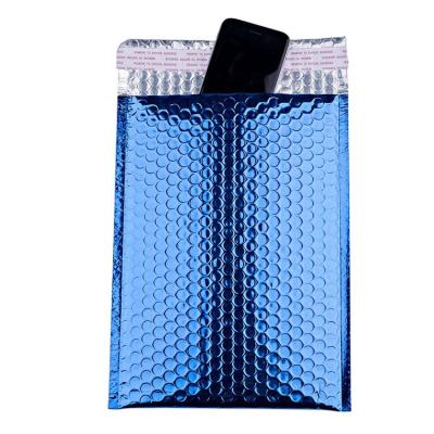 China Recyclable Blue Self Adhesive Aluminum Foil Bubble Custom Metallic Mailer Cushioned Bag for sale