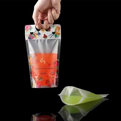 China Disposable Translucent Handheld Zipper Plastic Drinking Bags Clear Juice Drink Doypack Pouches With Straws Bag For Bride To Be Party Decor for sale