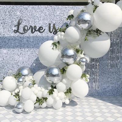 China White Silver 3D Macaron 18 Inch 12 Inch 10 Inch Garland Kit Party Pastel Balloons 125 PCS 5 Arch Foil 4D Balloon Arch Wedding Decoration Home Macaron Decoration for sale