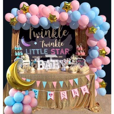 China Baby Shower Wedding Decoration Latex Balloons Macaroon Color Pink and Blue Inflatable Foil Garland Arch Balloon with Stars Baby Shower Decoration Balloons Party for sale