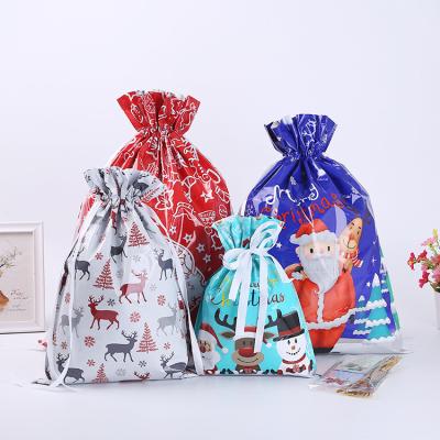 China Santa Claus New Year Candy Cookie Food Fragrance Gift Bow Bag Wine Gift Pouch Package Merry Christmas Gift Bag Present New Style Bag for sale