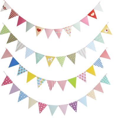 China Disposable Outdoor Triangle Pull String Banner Paper Decoration Celebration Festival Bunting Flag for Happy Birthday Party Graduation for sale