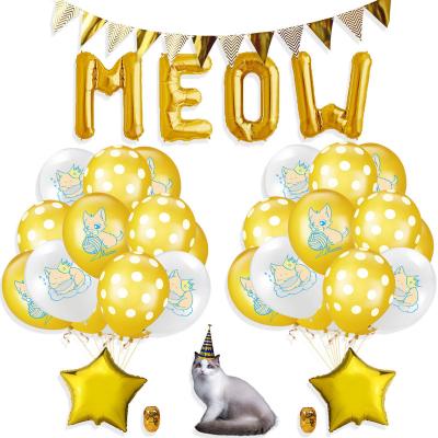 China Hot Sale Disposable Pet Cats Birthday Decorations Set Multicolor Latex Balloons Banner Paper Letters Balloon Banner Party Supplies for sale