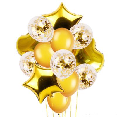 China 14pcs Hot Sale Disposable Balloons Set Birthday Confetti Latex Helium Balloons 18 Inch Star Heart Foil Banner Balloon Party Decorations for sale