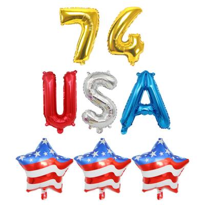 China Disposable Patriotic 4th of July Letter Foil Balloon American Flag Balloon Decoration Independence Day Paper Fan Latex Confetti Party Balloons for sale