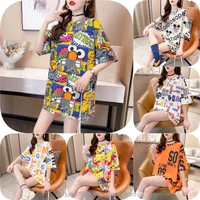 China 2022 Wholesale Price Cheap Short Cotton Printed Women's Cartoon Sleeve Anti-wrinkle Design T-shirt Most Popular for sale