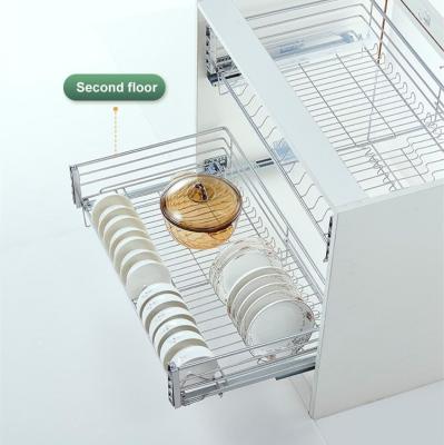 China Sustainable Cabinet Pull Out Basket Organizer Drawer 2 Tier Pull Out Drawer Wire Basket Stainless Steel Cabinet Pull Out Basket for sale