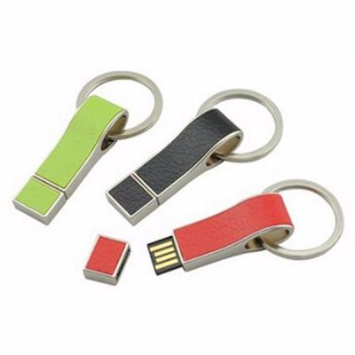 China Expand Memory Bluk Metal Usb Leather USB Flash Memory 2.0 16GB With Key Chain for sale