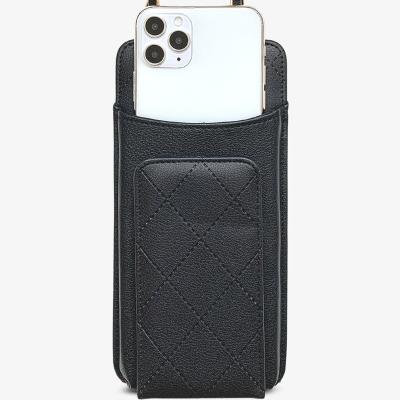 China Shockproof Universal Stitched Cross - Body Wallet Case in Black for sale