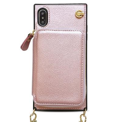 China Rose Gold Crossbody Mobile Shockproof Wallet for sale