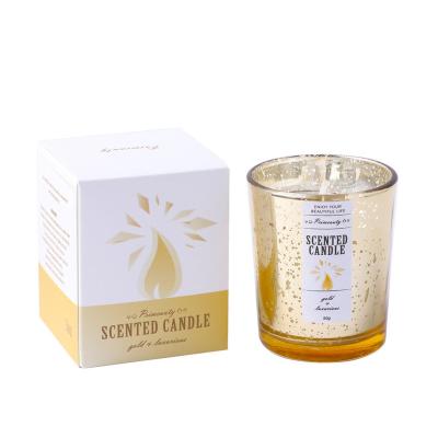 China Hot Selling High Quality Essential Oil Soy Wax Eco-friendly Candle Small Gold Cup Smokeless Christmas Indoor Romantic Fresh Air Scented Candle for sale