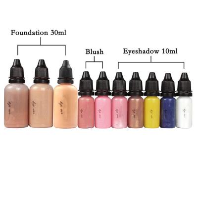 China Sunscreen 10 Bottles Airbrush Makeup With 3 Colors Air Foundation 2x Air Blush 5x Air Eyeshadow For Face Paint Makeup for sale