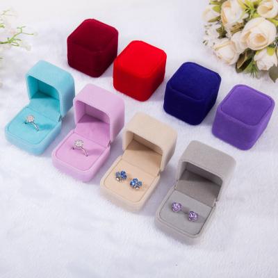 China Environmentally Friendly Wedding Foldable Jewelry Velvet Earring Ring Storage Box Gift Packing Box Jewelry Display Storage Case for sale