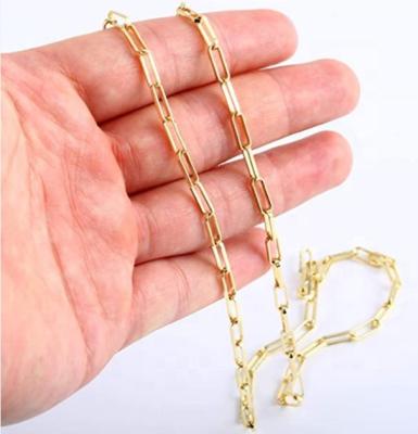 China 2020 Trendy Jewelry New Arrival 14k Gold Vermeil Large Paperclip Chain Necklace for sale