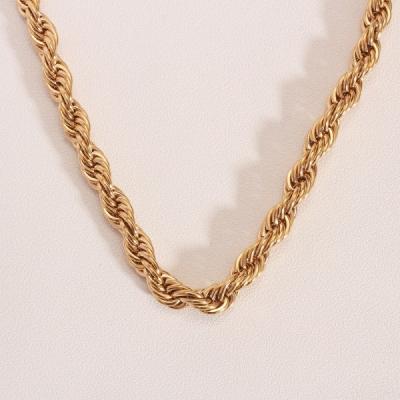 China Custom Twisted Rope Link Chain Woman Jewelry Stainless Steel TRENDY 8mm Thick Necklace for sale