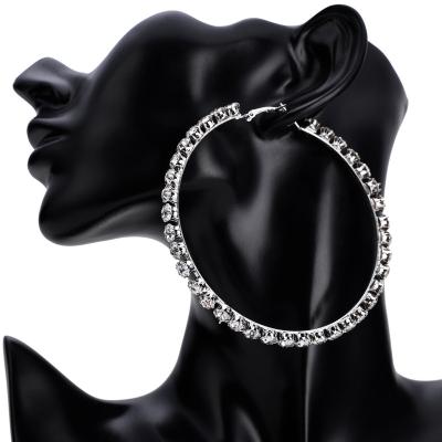 China New Style Environmental Friendly Fashionable Gold Plated Crystal Diamond Big Large Custom Hoop Earrings for sale