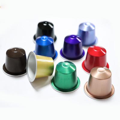 China Sustainable High Quality Nespresso 15ML Aluminum Coffee Capsules Wholesale Aluminum Cup With Sticker for sale