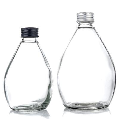 China Eco-Friendly Recyclable Ready To Ship 280ml And 500ml Square Juice Bottle Clear Glass French Cold Pressed Bottles With Plastic Screw Cap for sale