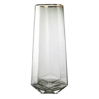 China Wholesale Home Eco-friendly Shiny Glass Crystal Decoration Tabletop Vase Creative Wedding Party Flower Vase for sale