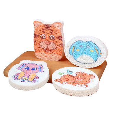 China 2022 newest cute cartoon sustainable eco-friendly wood pulp cotton kitchen and facial cleaning expanding compressed cellulose sponge for sale