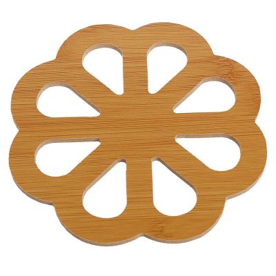 China Sustainable Home Kitchen Bamboo Tripod Mat For Instant Hot Pot Dish Bowl Teapot Pads Hot Pot Holders Heat Resistant Tripod for sale