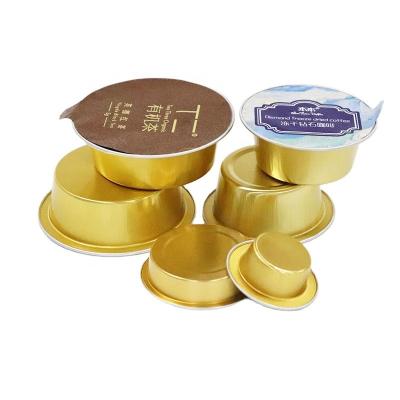 China New Design 20ml Mini Size Recyclable Smooth-Wall Golden Aluminum Foil Container With Heat Seal For Jam, Cheese, Sauces, Honey for sale