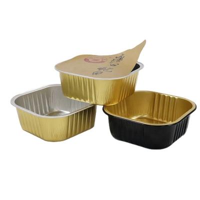 China 300ML Recyclable Creative Takeaway Lunch Grade Faxtory Lunch Box Creative Takeaway Grade Fast Food Use Fast Food Microwave Square Aluminum Disposable Container for sale