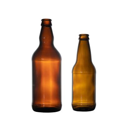 China Custom Recyclable Wholesale Amber Dark Brown Beer Glass Bottle Eco-friendly 500ml 650ml 750ml 1000ml Glass Bottle For Beer for sale