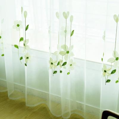 China Tear-resistant White Flowers Pattern Blackout Curtain Sheer Jacquard Curtains Fabric for sale