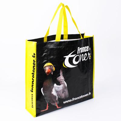 China Reusable Recyclable Laminated PP Woven Grocery Bag Laminated Full Color Nonwoven Shopping Bags for sale