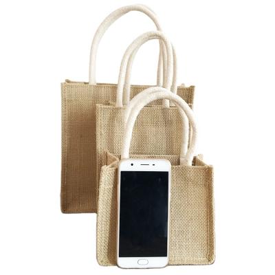 China Hot Sale Reusable Recyclable Jute Tote Bags Customized Shopping Jute Bag for sale