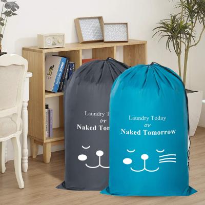 China Reusable Wholesale Extra Large Print Drawstring Heavy Duty Tote Wash Garment Storage Laundry Bag for sale