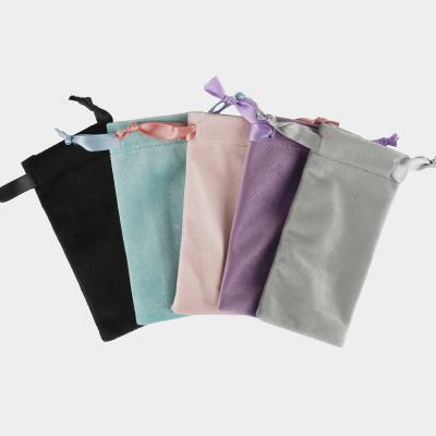 China New Reusable Microfiber Faux Suede Velvet Drawstring Soft Jewelry Bag Pouches for sale