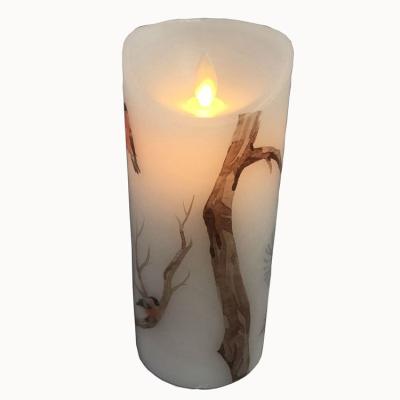 China Flameless China Style Single Style Paraffin Pillar Led Candle With Battery And Timer for sale