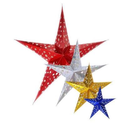 China Christmas Environmental Friendly Wedding Fabric Silver Lanterns Hanging Paper Star Without Lights for sale