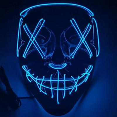 China Popular Cool Halloween PVC Led Light Up Neon Wire Scary Neon Mask EL Party Mask For Male,Female for sale