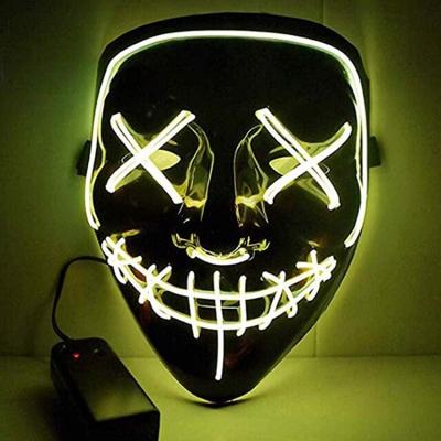 China 2021 Hot Sale PVC Neon Led Mask Halloween Party Perfect For Party Costume Purge Masks for sale