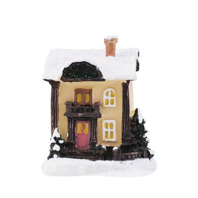 China Resin Christmas Village House Nautical Gingerbread House Ornaments With Warm White Light Decoration for sale