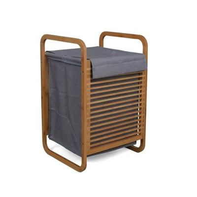 China Simple Minimalist Laundry Storage Laundry Basket With Bamboo Handle for sale