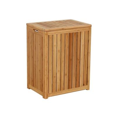 China Large Capacity Custom Laundry Hamper Bamboo Rack Basket With Lid for sale