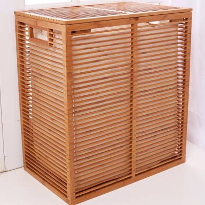 China Factory Supply Eco Friendly Durable Bamboo Fabric Foldable Laundry Basket with Cover for Storage for sale