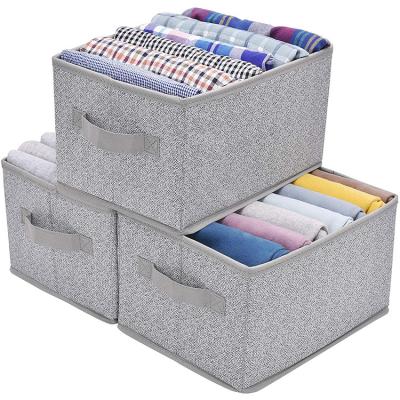 China 3 Pieces Viable Foldable Gray Storage Box with Handles for Storing Clothes and Home Items Storage Box for sale