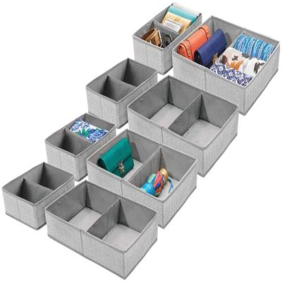 China Gray Design Soft Fabric Dresser Drawer Storage Sustainable Organizer, 2 Compartment Divided Clothing Organizer for sale