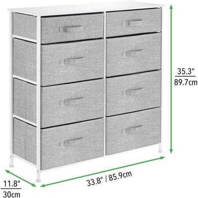 China Gray / White Slim Removable Unit Slender Standing Furniture Fabric 8 Drawer 8 Standing Clothing Organizer for sale