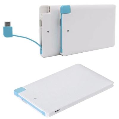 China Portable Slim Credit Card Size Power Bank With Cable for sale