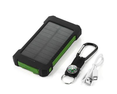 China Waterproof solar panel charging power bank 8000mah solar battery charger with soft rubber surface for sale